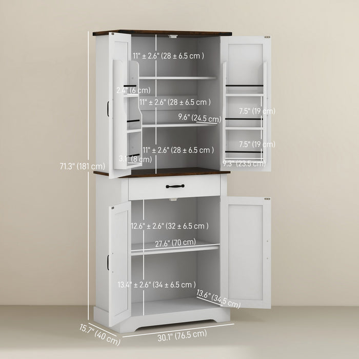 HOMCOM Garde-manger de cuisine, grand meuble de rangement , blanc