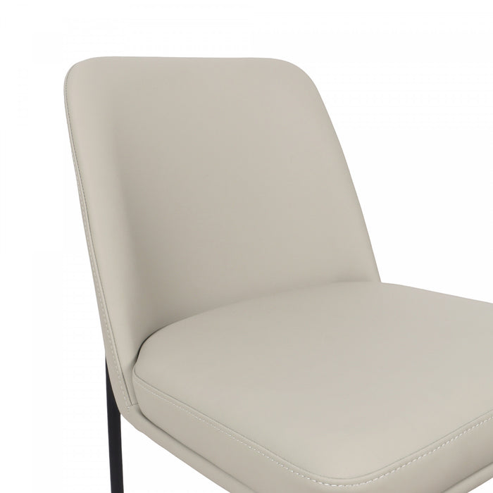 Chaise laterale contemporaine Loft en cuir vegetalien et metal, gris pierre - Lot de 2