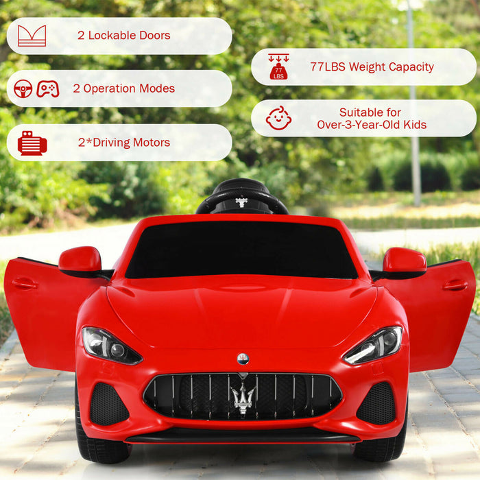 12v Enfants Ride On Car Maserati Grancabrio Sous Licence Avec Telecommande Et Musique Rouge