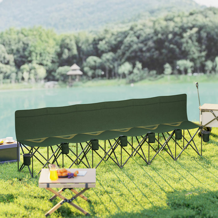 Outsunny Chaise De Camping Pliante 6 Places Avec Porte-gobelet, Vert Fonce