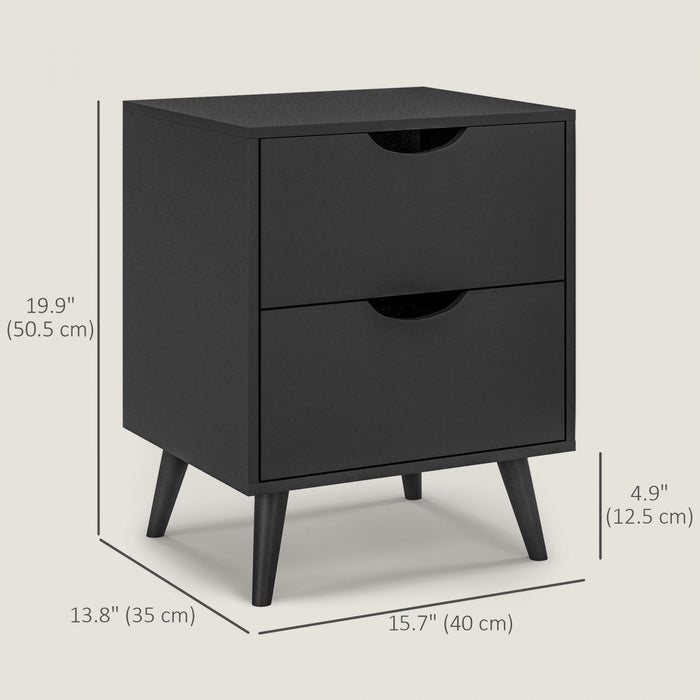 Table de chevet moderne, avec 2 tiroirs et pieds en bois pour chambre