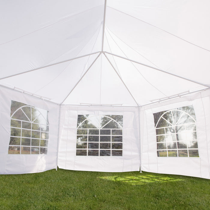 Outsunny 22,3 Pieds Octogonale Tente De Fete Abri De Jardin Exterieur Avec 8 Murs Amovibles Blanc