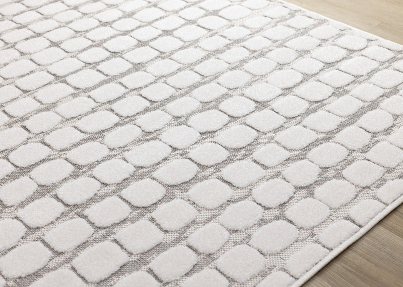 Tapis Oslo White a grands galets, 5'3\" x 7'7\"