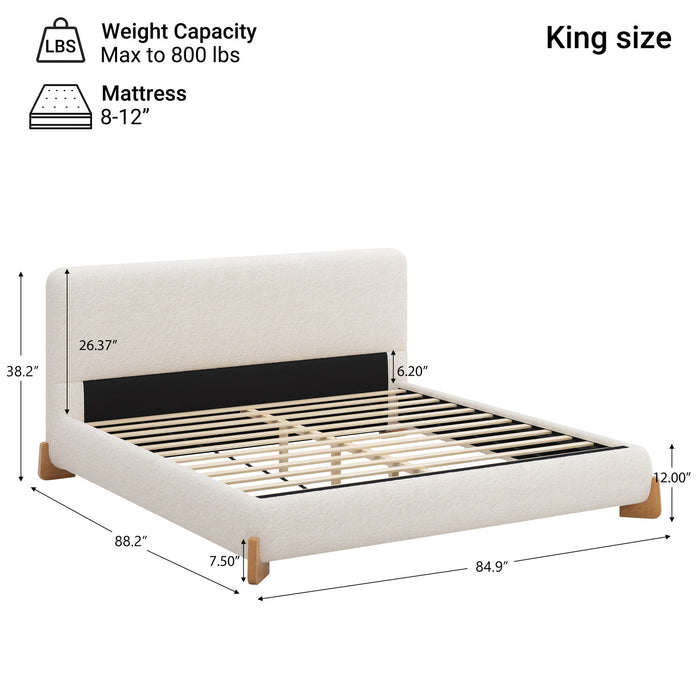Olivia Lit elegant et confortable avec revetement, Taille King, Blanc