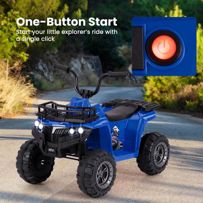 Costway Kids Ride Sur Atv Electrique 6v 4 Roues Quad Car Avec Un Bouton De Demarrage Pneus De Bande De Roulement Marine