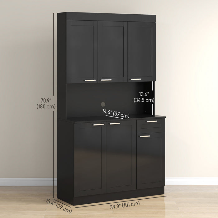 HOMCOM Armoire de rangement avec etagere reglable, tiroir, noir