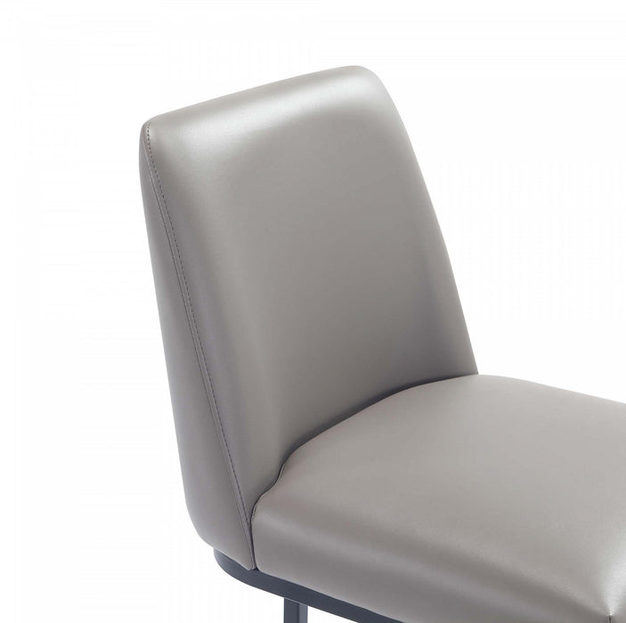 Tabouret de comptoir moderne en metal et tissu Serena, coloris taupe