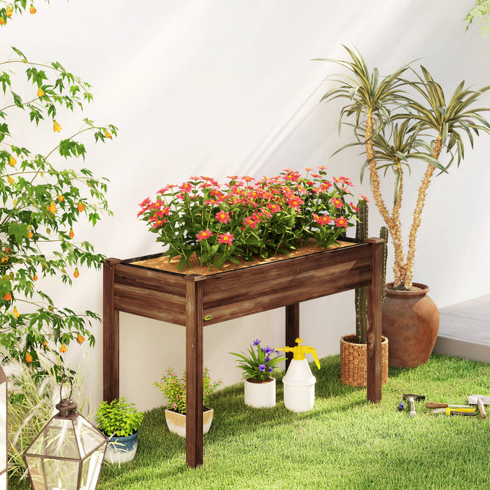 Outsunny Jardiniere surelevee 48\" x 22\" x 30\" pour terrasse en bois
