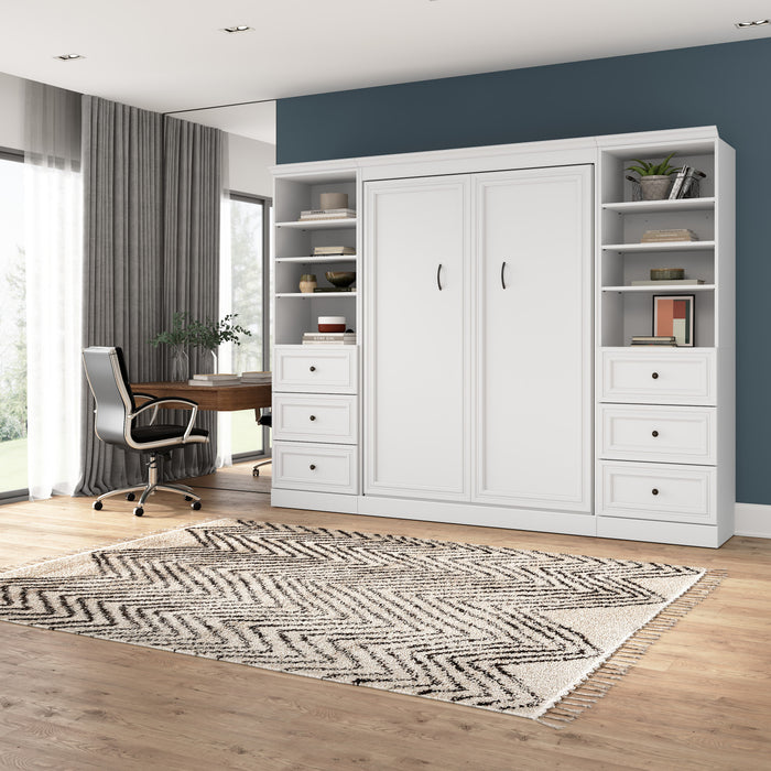 Lit double escamotable Versatile de Bestar avec organisateurs de garde-robe et tiroirs (109 po [L]) - blanc