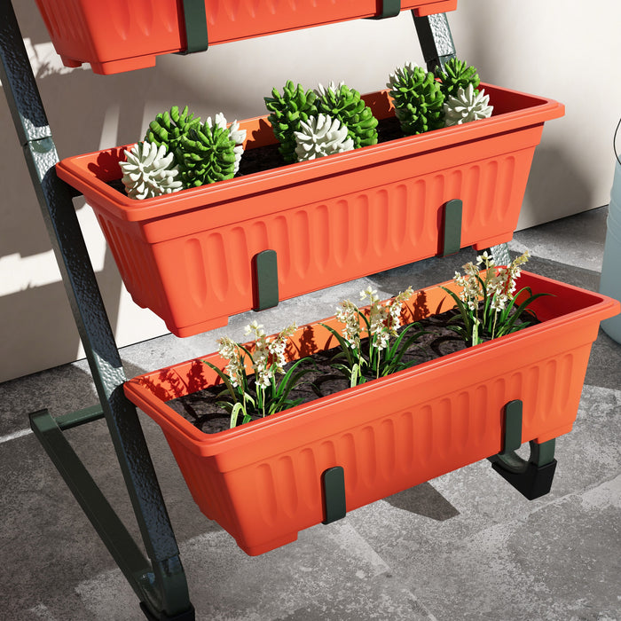 Outsunny Jardin Sureleve Vertical A 5 Etages Avec 5 Bacs A Plantes, Rouge