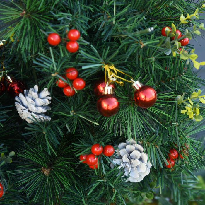 Homcom Sapin De Noel Artificiel Pre-eclaire De 0.9 M 2 Pieces Avec 24 Lumieres Led Blanc Chaud Et 70 Embouts