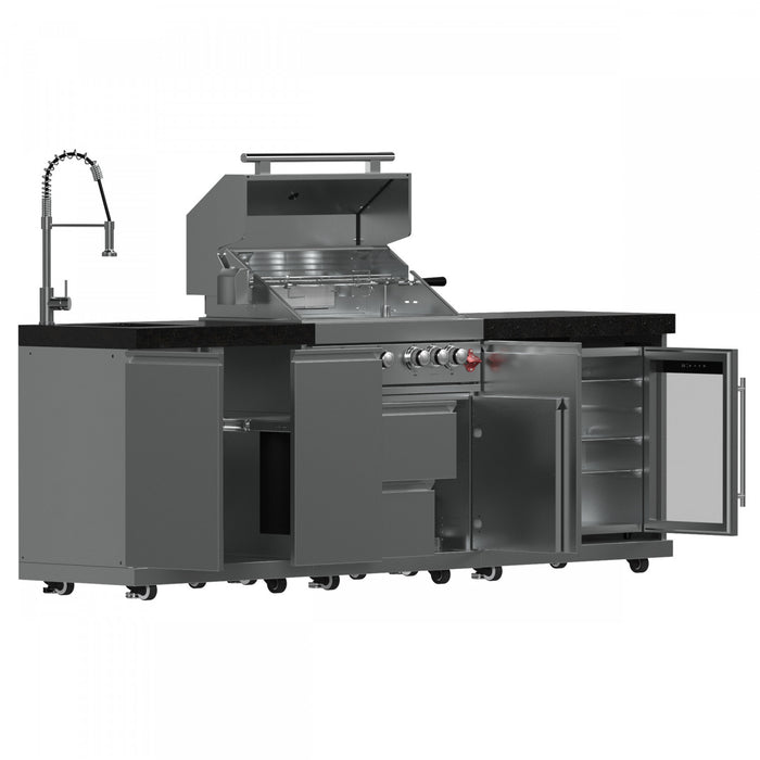 Cuisine d'exterieur Bulnes – BBQ en acier inoxydable de 60 000 BTU et comptoirs noirs – FODKT2506BLK