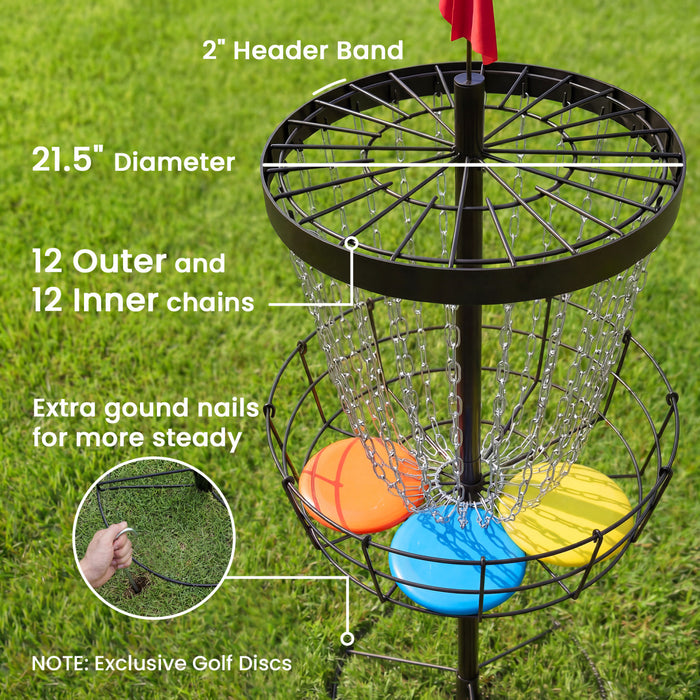 Soozier Panier de Pratique 24 Chaines pour Disc Golf, Noir et Argent