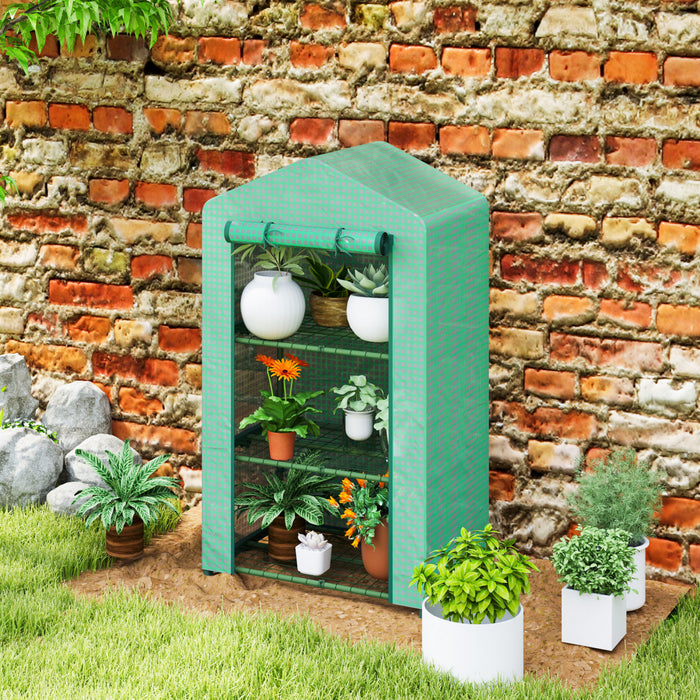 Outsunny Mini Serre A 3 Niveaux, Petite Serre Avec Couverture En Pe, Vert