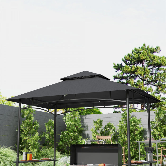 Outsunny Tente De Barbecue 8' X 5', A 2 Niveaux, Gris Fonce