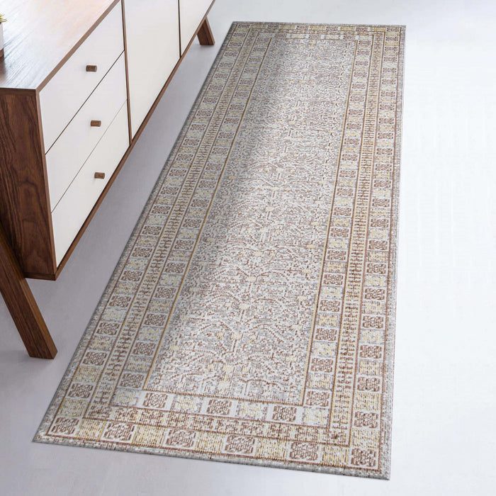 Tapis Traditionnel Valeria 2'7\" x 8'0\" en Gris