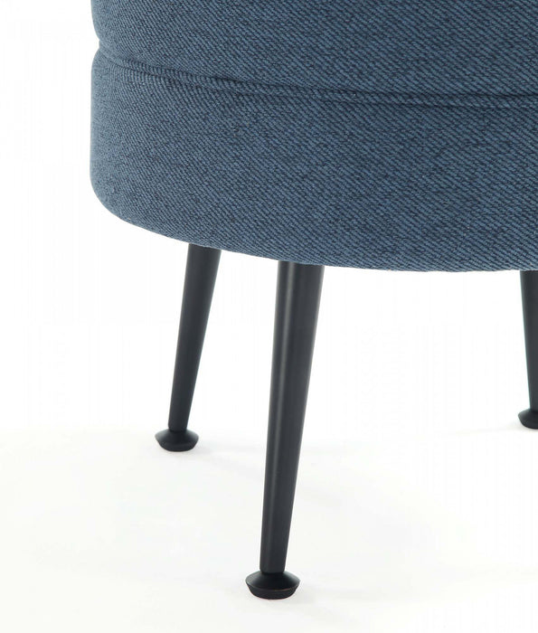 Bailey Pouf d’Appoint Rembourre Style Mid-Century Moderne en Bleu