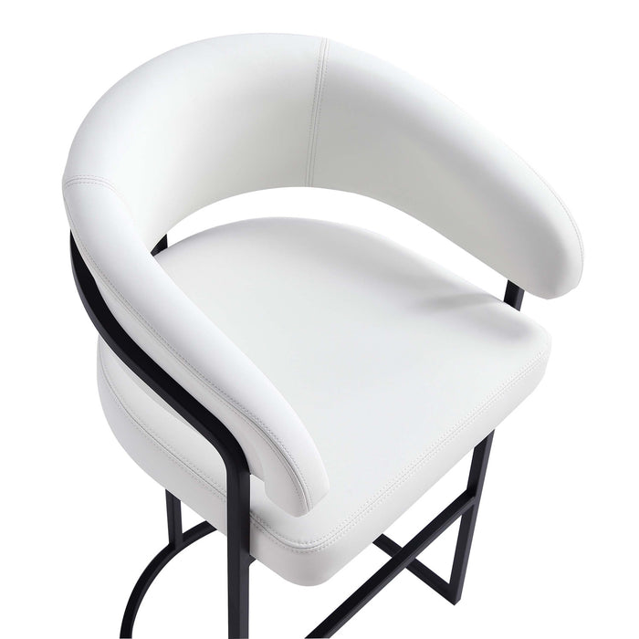 Tabouret de bar moderne Augusta en metal et tissu, coloris blanc