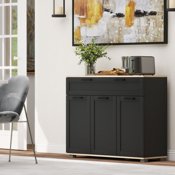 HOMCOM Buffet avec Tiroir et Etageres Ajustables, Noir