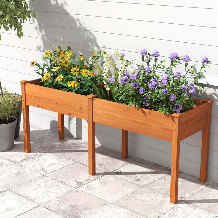 Costway Exterieur Souleve Lit De Jardin Avec Les Jambes 73x23x30in Bois Planter Boite Avec Panneau Diviseur Marron