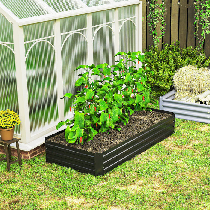 Outsunny Lit de jardin sureleve avec 2 cages a tomates en treillis, noir