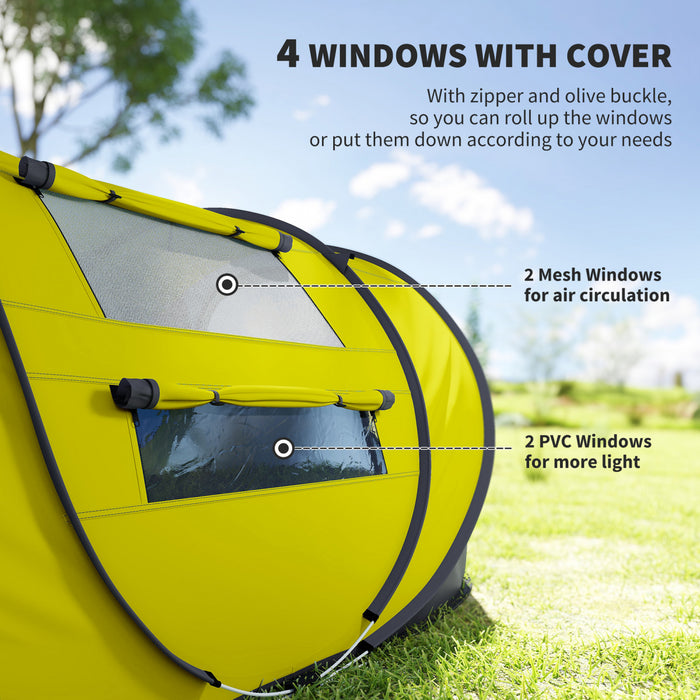 Outsunny Tente de Camping pour 4 Personnes, Tente Pop-Up Automatique avec Sac de Transport et Portes