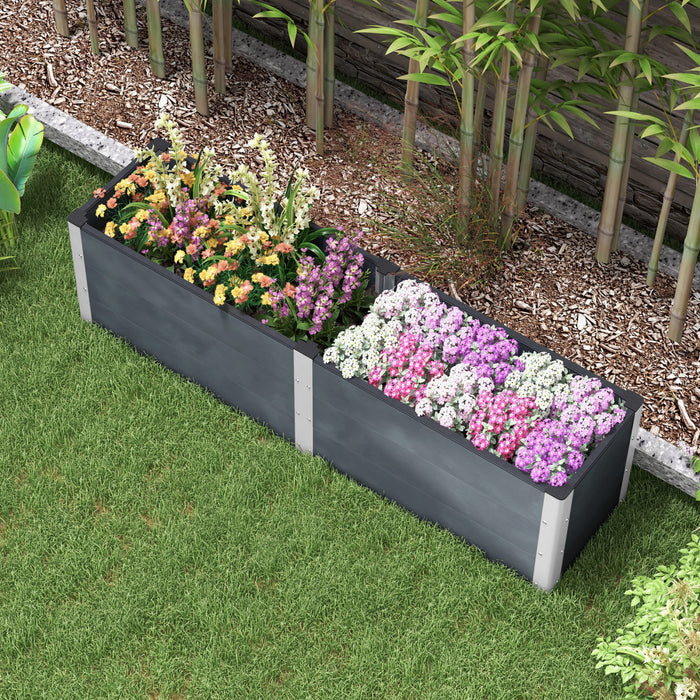 Outsunny 6.6' X 1.6' X 1.8' Lit De Jardin Sureleve Avec Fond Ouvert Gris