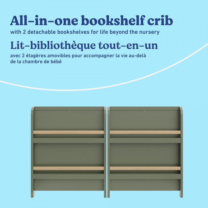 Graco Read with Me Convertible Lit de bebe avec tiroir - Olive avec bois clair