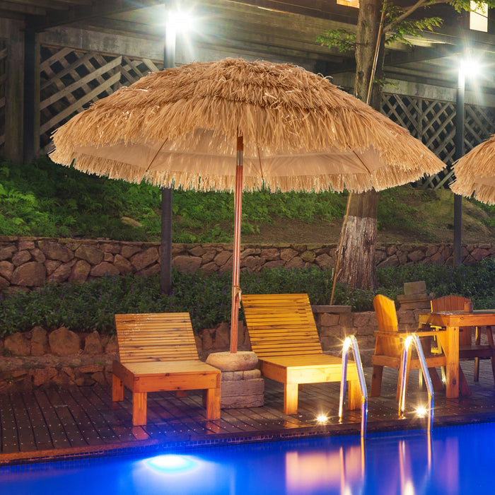 Costway Parasol de plage en paille de 6,5 pieds, inclinable, style tiki hawaien, patio portable