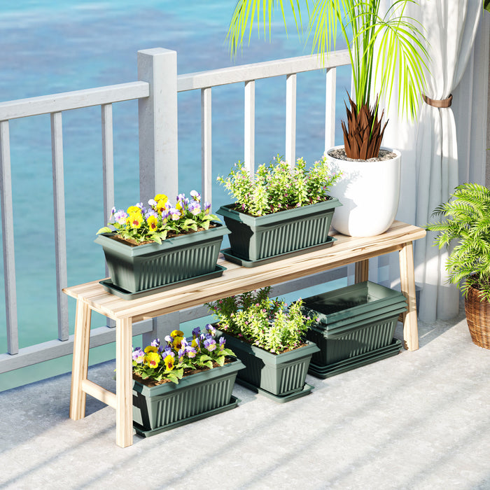 Outsunny Lot de 7 pots de fleurs de 15,7\" avec trous de drainage, vert