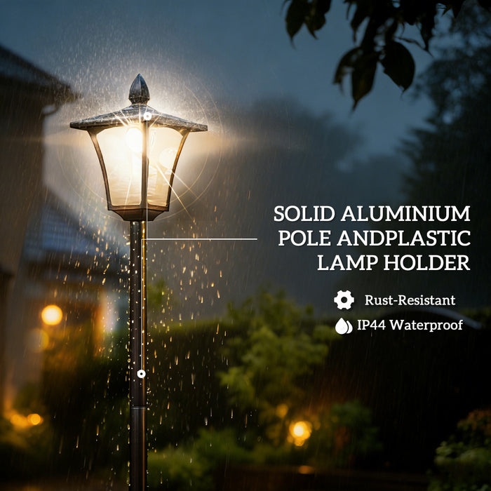 Outsunny - Lot de 2 lampadaires solaires de 1,6 m, lampes solaires, noir