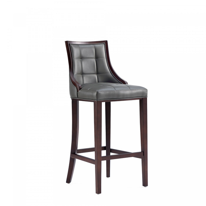 Tabouret de bar traditionnel en bois avec assise rembourree Fifth Avenue, graphite – Lot de 3