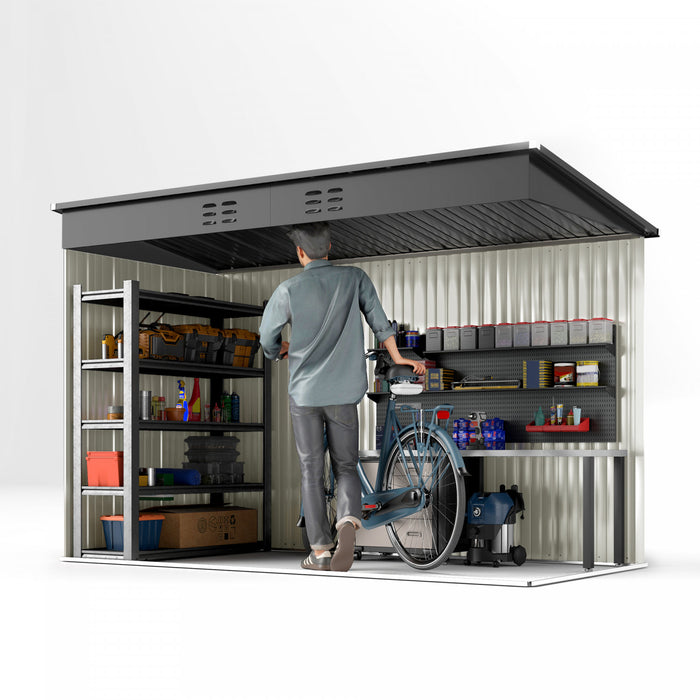 Outsunny Remise De Rangement En Acier 9' X 4' Avec Portes Verrouillables