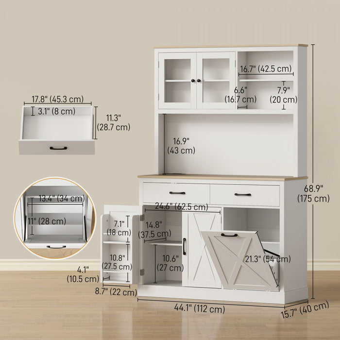 HOMCOM Armoire de cuisine 69\" avec station de charge, Blanc