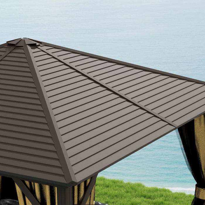 Outsunny Auvent De Gazebo En Aluminium Pour L'exterieur, Marron