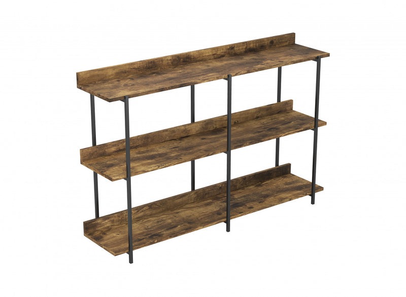 Console de 34 po de qualité supérieure avec 2 tablettes - bois recyclé brun avec métal noir