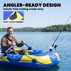 Outsunny 1-2 Person Inflatable Kayak, Recreational Sit In Kayak with Rod Holders, Four-Chamber Design, Paddles, Pump and Repair Kit for Adults & Youth, Dark Blue