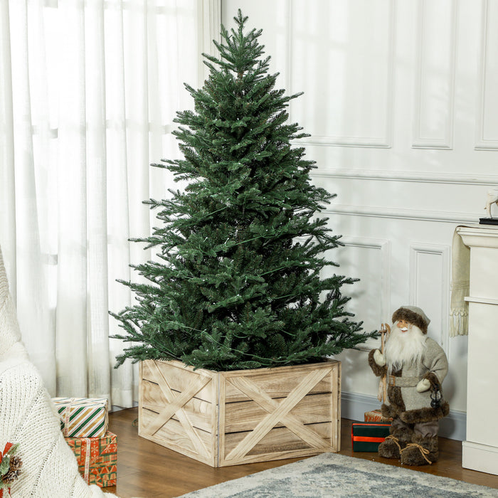 Homcom Boite A Collier D'arbre De Noel En Bois 24\" Finition En Bois Vieilli