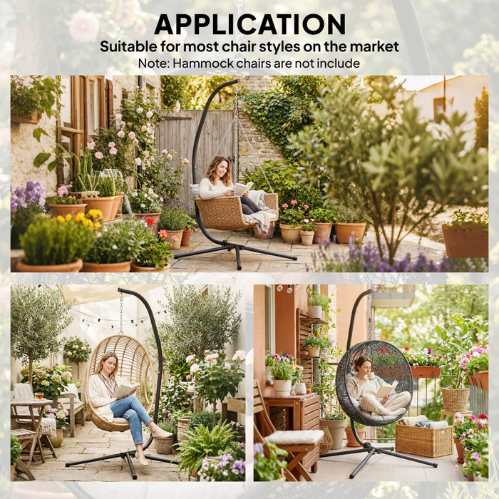 Outsunny Support pour Chaise Suspendue Œuf, Robuste, Noir
