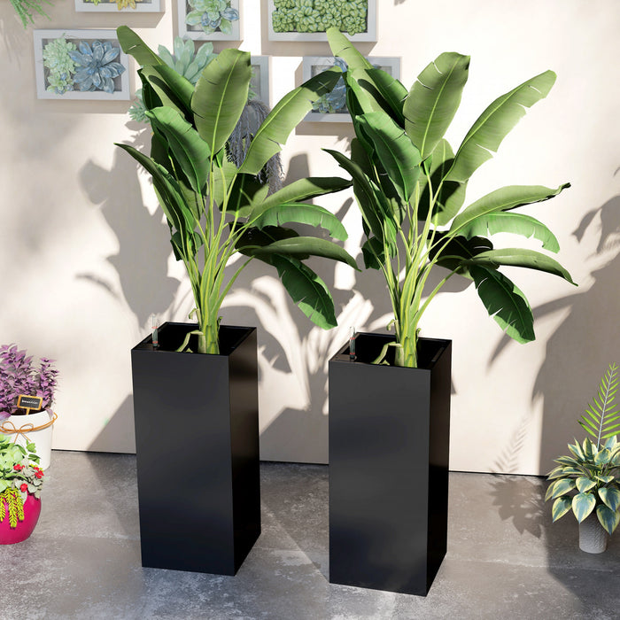 Outsunny Lot de 2 jardinieres d'exterieur en plastique de 11\", noir