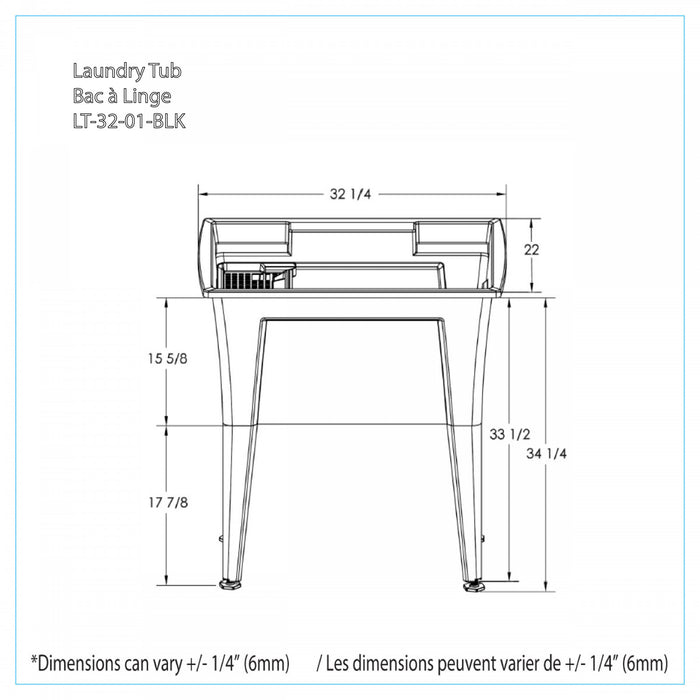 Armoire d’appoint Tewel avec cuve pour la buanderie - noire