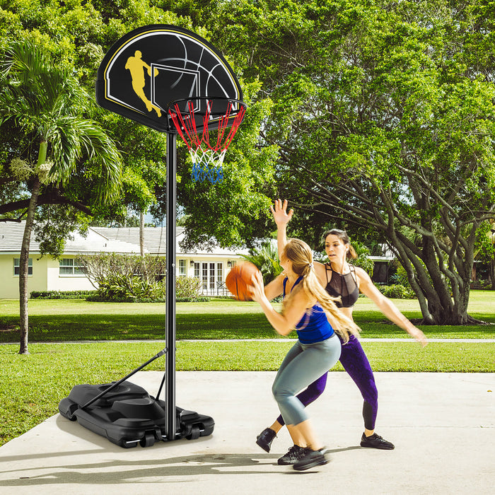 Panier De Basket-ball Portable, Reglable De 130 A 305 Cm, Roues Et Base Rechargeable, Resistant Aux Intemperies, Pour Jouer En Interieur Et En Exterieur, Pour Enfants, Adolescents Et Adultes
