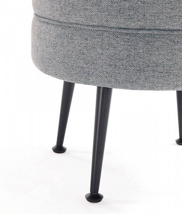 Pouf d’appoint capitonne Bailey style milieu du siecle en gris