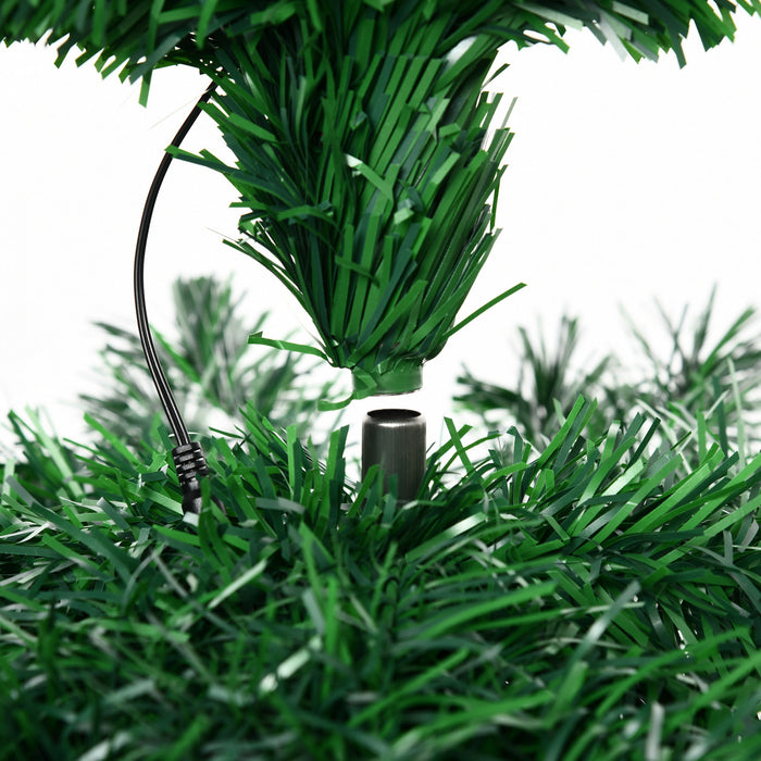 Homcom Arbre De Noel Artificiel A Fibre Optique Pre-eclaire De 6 Pieds Avec 230 Embouts Et 24 Lumieres Led