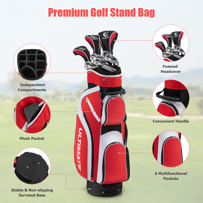 Femmes Completes Clubs De Golf Ensemble 10 Pieces Comprend Alliage Chauffeur Rouge