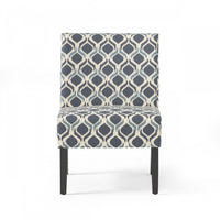 Fauteuil D’appoint Oliver En Tissu aspect lin Avec Pieds En Bois Caoutchouc - Bleu Et Gris