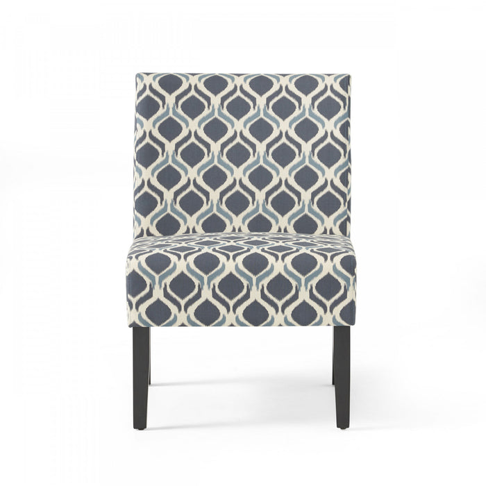 Fauteuil D’appoint Oliver En Tissu aspect lin Avec Pieds En Bois Caoutchouc - Bleu Et Gris