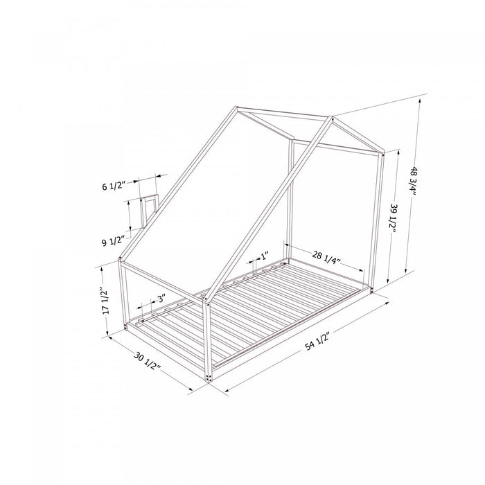 Lit maison Sweedi avec cheminée - noir