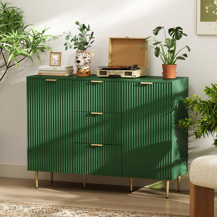HOMCOM Buffet avec 3 Tiroirs et Etageres Ajustables, Vert