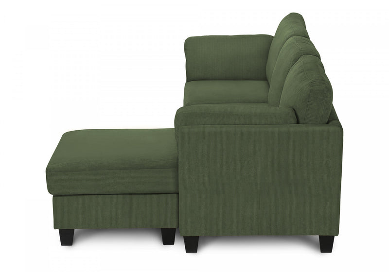 Canape Chaise Longue Rembourre, Tissu Vert Fonce, Moderne, Contemporain